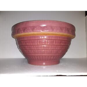 Robinson Ramsbottom Crown Mark Pink Yellow Wear Bowl Basket Weave Fan Vintage